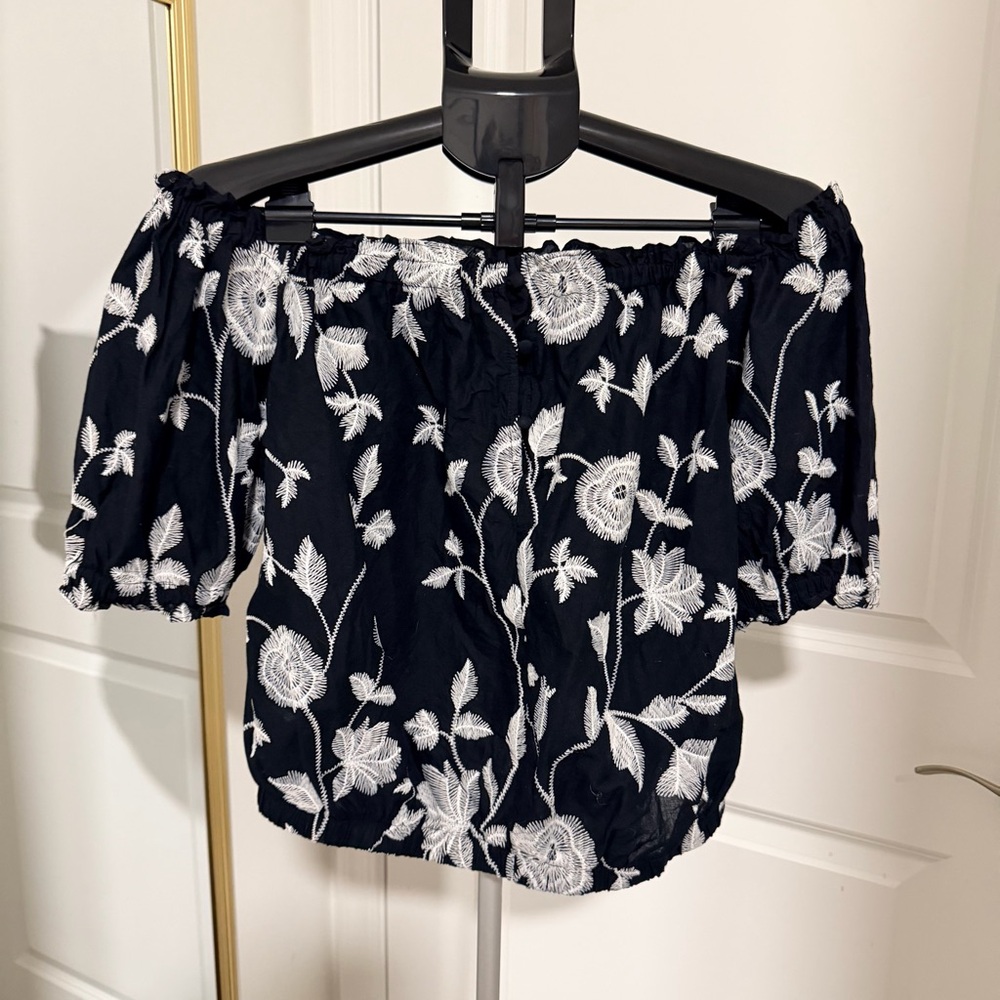 Who What Wear | Cotton Off Shoulder Embroidered Floral Blouse